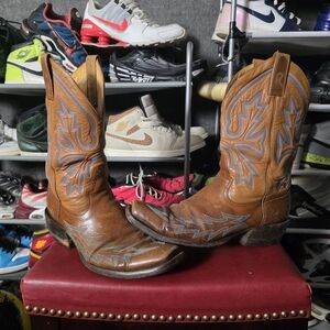 Men's Custom Sharp! Rod Patrick 12.5 AA Brown Leather Cowboy Boots Embroidered